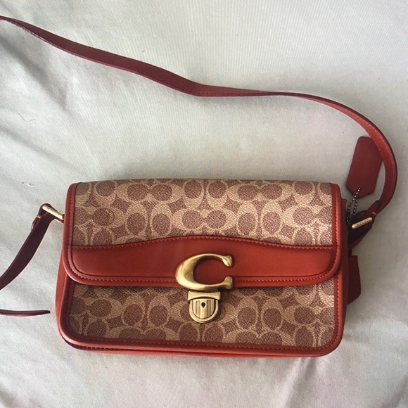 Coach Studio Shoulder Bag In Signature Canvas Brass/Tan/Rust - Picture 2 of 6